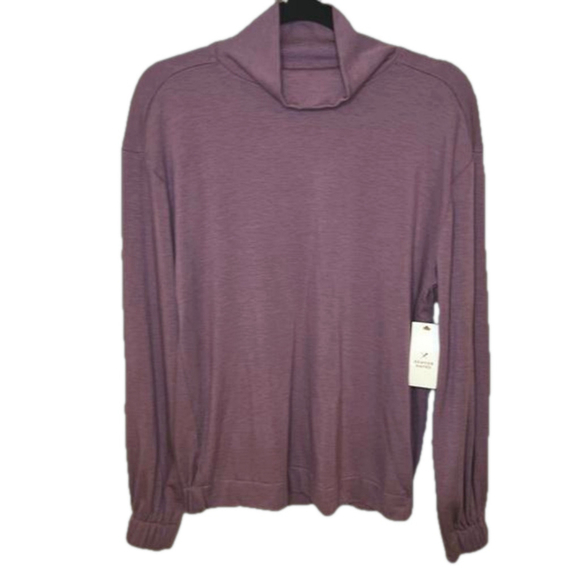 NWT DENVER HAYES Lilac Purple Mock Neck Jersey Knit Relaxed Long Sleeve Top XS-M - Picture 3 of 14